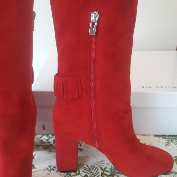 VIA SPIGA Red Suede 'Shayla' boots NEW! 7M/37 Eur - Picture 2 of 6